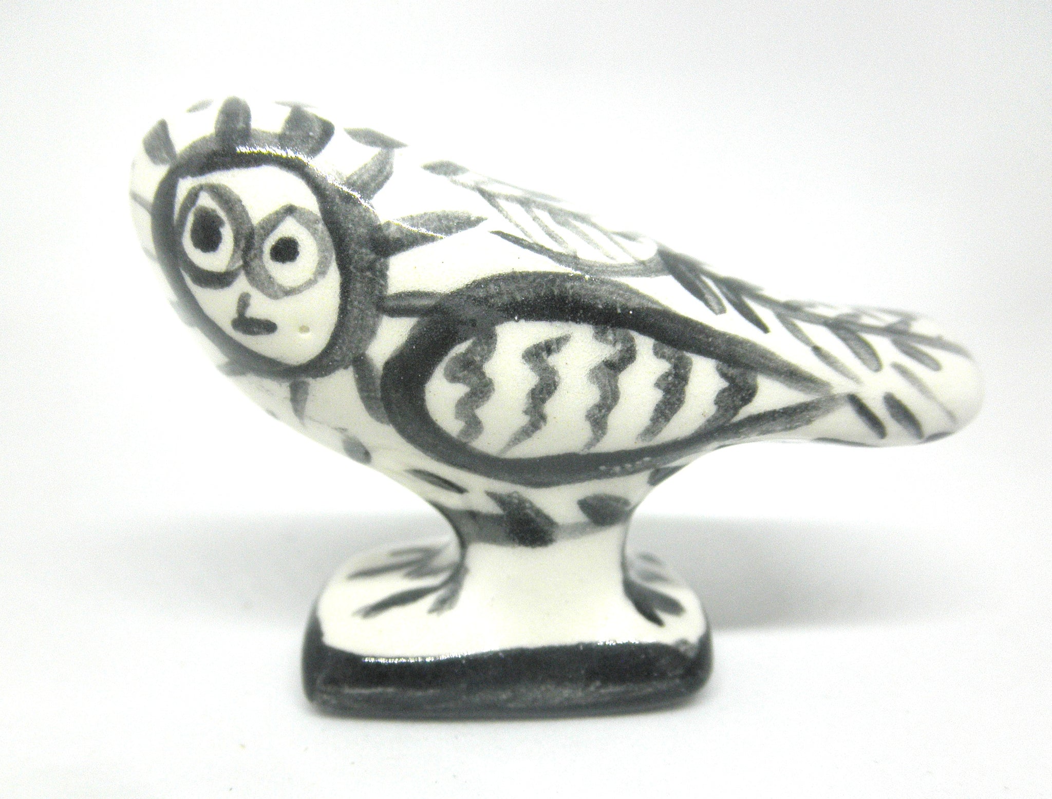 Miniature Picasso inspired ceramic sculpture -  owl E