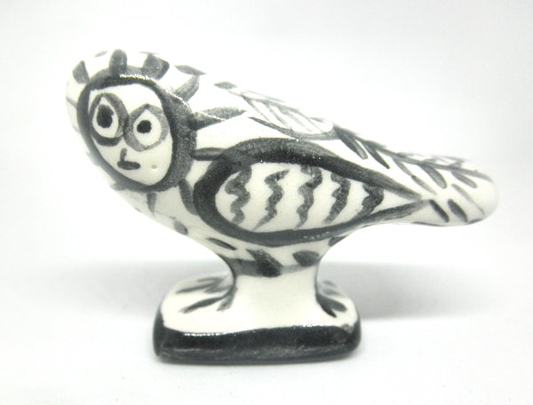 Miniature Picasso inspired ceramic sculpture -  owl E