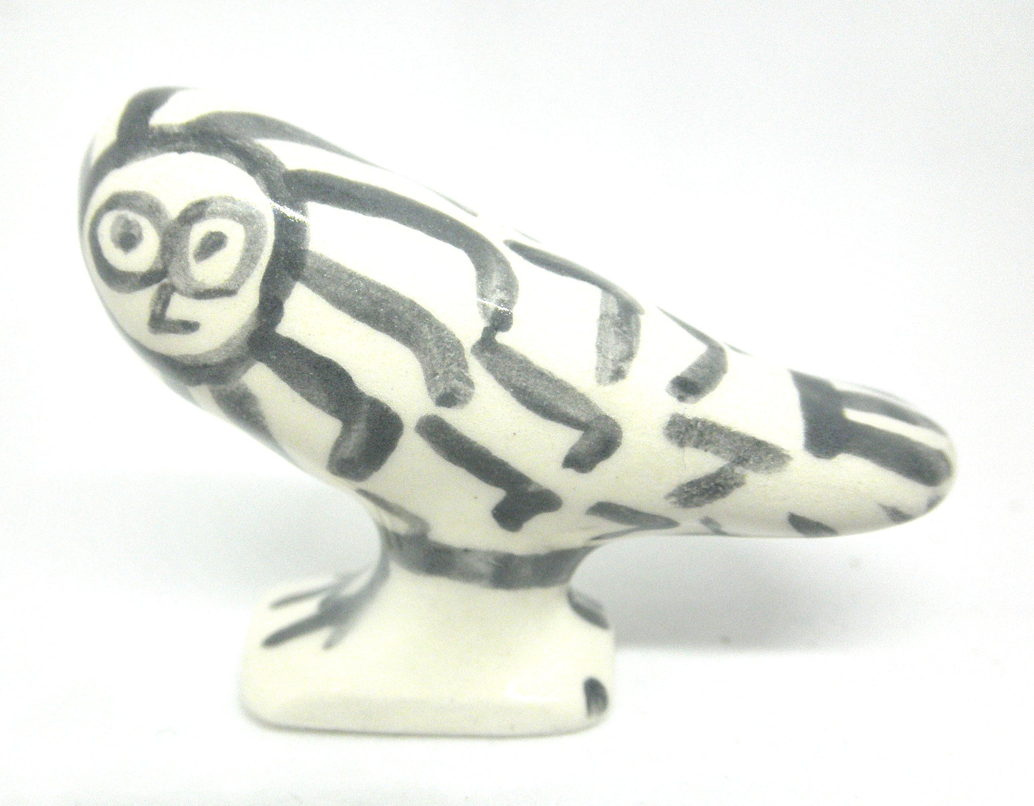 Miniature Picasso inspired ceramic sculpture -  owl D