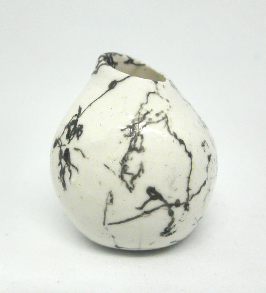 Dollhouse Miniature ceramic gourd shaped vase with hair decoration-B