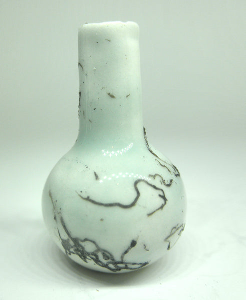 Miniature ceramic vase with hair decoration on celadon - E