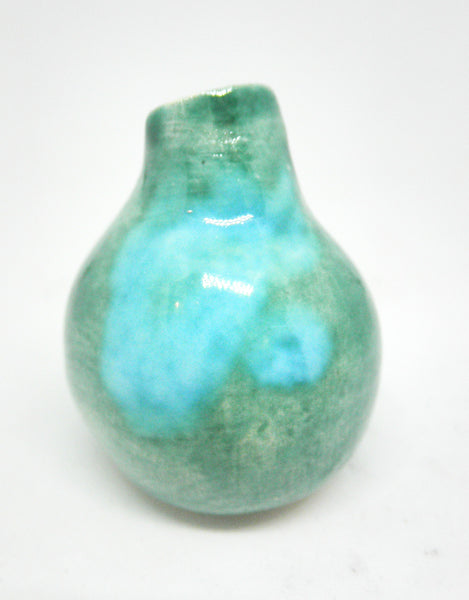 Miniature ceramic vase - gourd shape green and turquoise
