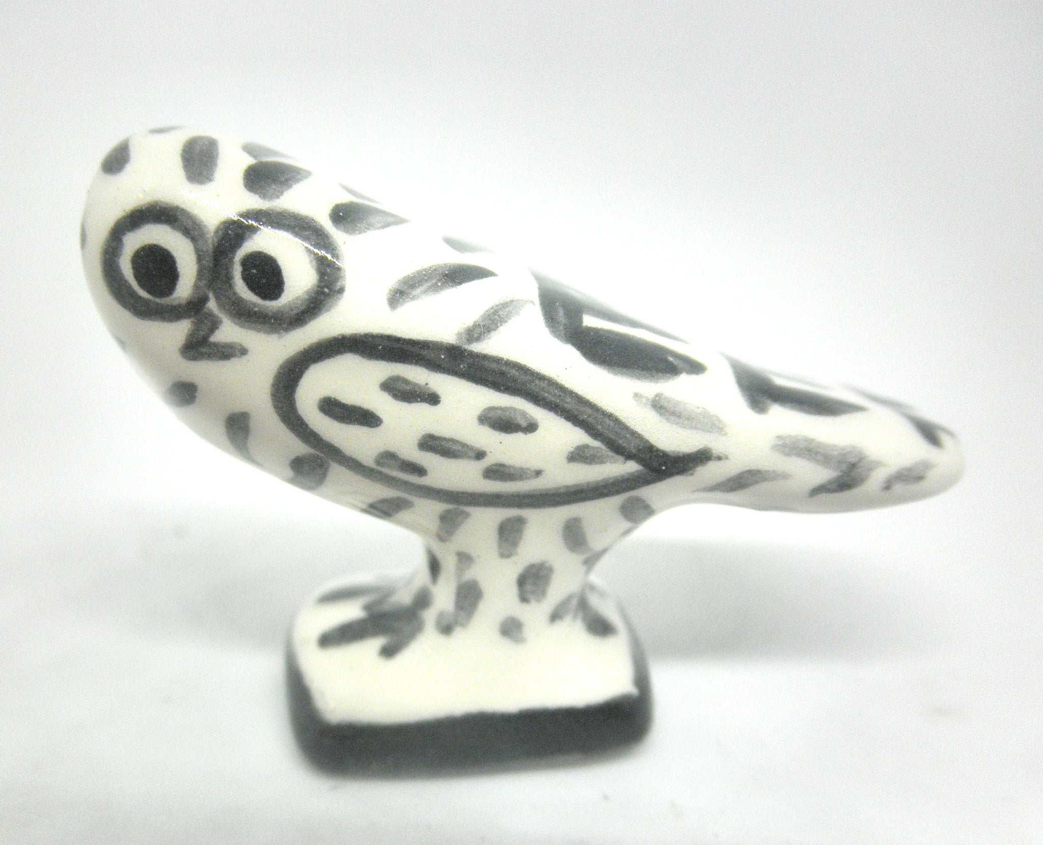 Miniature Picasso inspired ceramic sculpture -  owl B