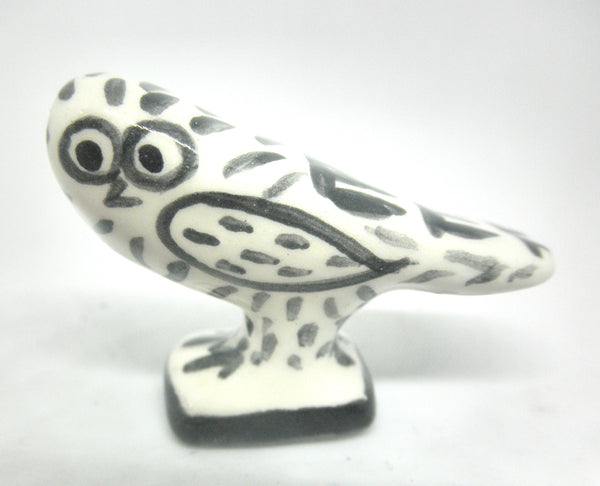 Miniature Picasso inspired ceramic sculpture -  owl B