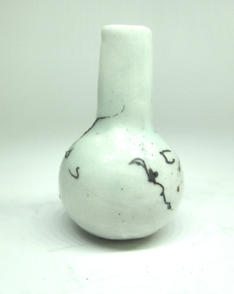 Miniature ceramic vase with hair decoration on celadon - E
