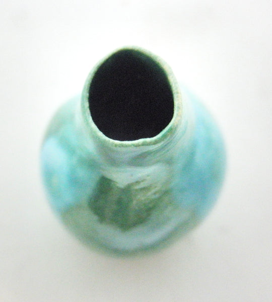 Miniature ceramic vase - gourd shape green and turquoise