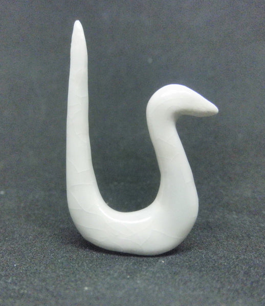 Miniature ceramic figurine modern stylized white bird