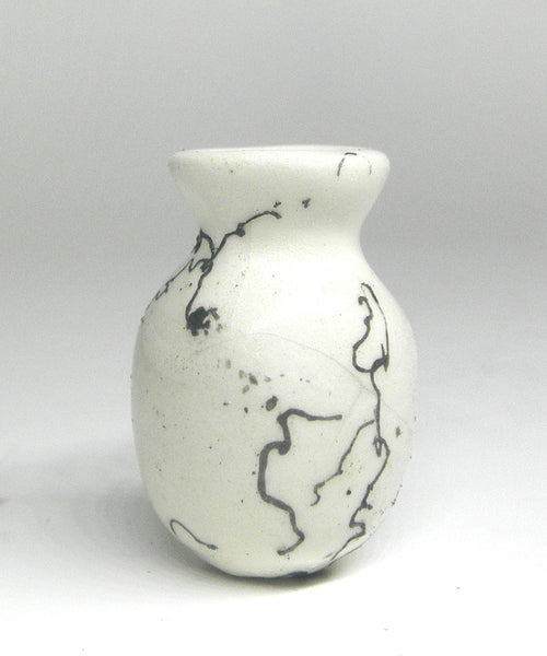 Miniature ceramic small vase with hair decoration - A