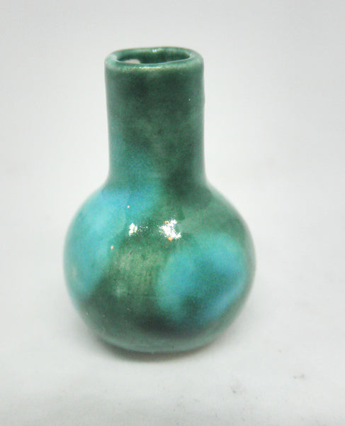 Miniature ceramic vase - green and turquoise #1