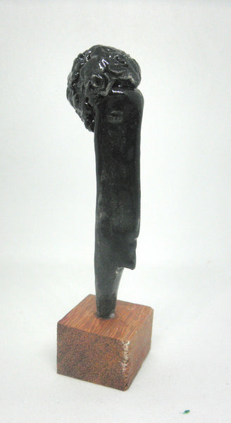 Miniature Modigliani inspired ceramic modern sculpture in black