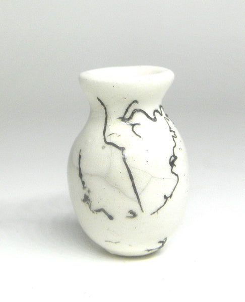 Miniature ceramic small vase with hair decoration - A