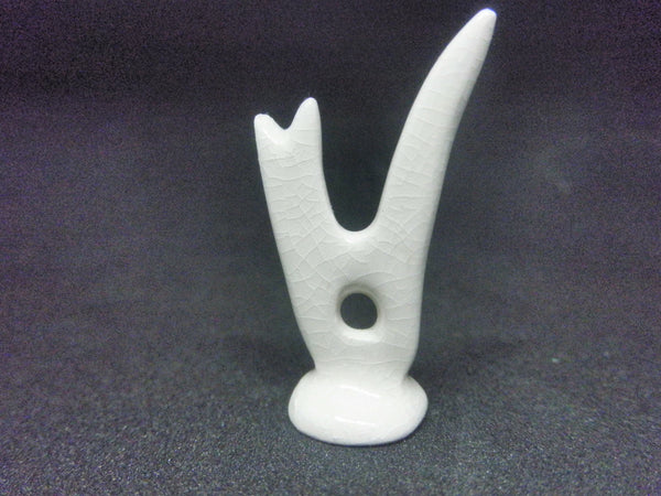 Miniature modern ceramic cat sculpture - white