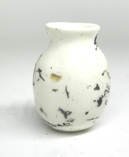 Miniature ceramic small vase with hair decoration - B