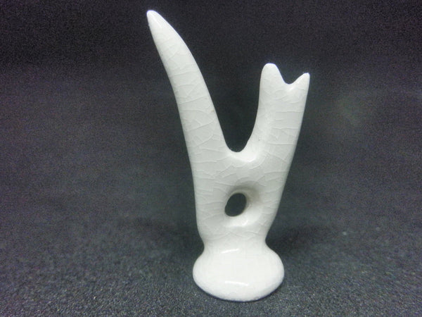 Miniature modern ceramic cat sculpture - white