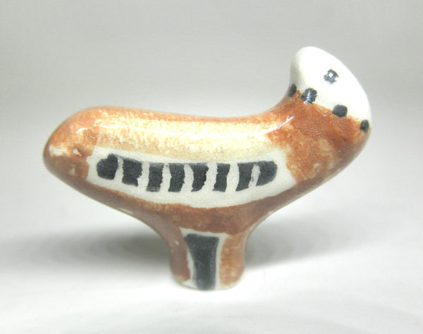 Miniature ceramic figurine stylized eagle brown