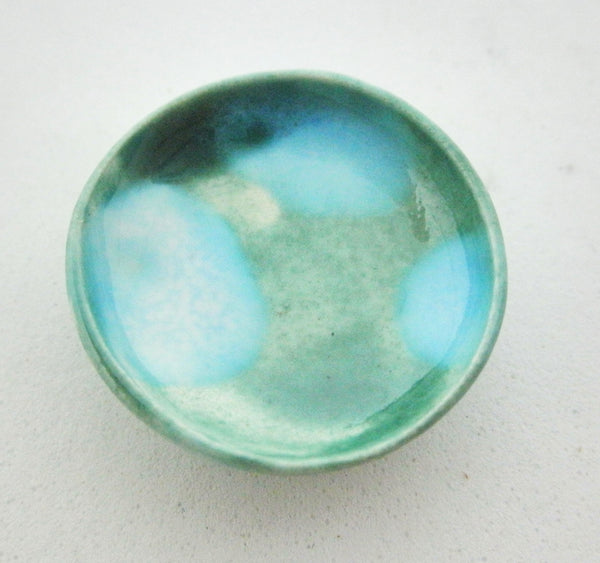 Miniature ceramic bowl- green and turquoise