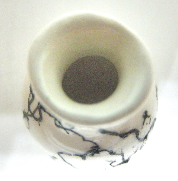 Miniature ceramic small vase with hair decoration - B