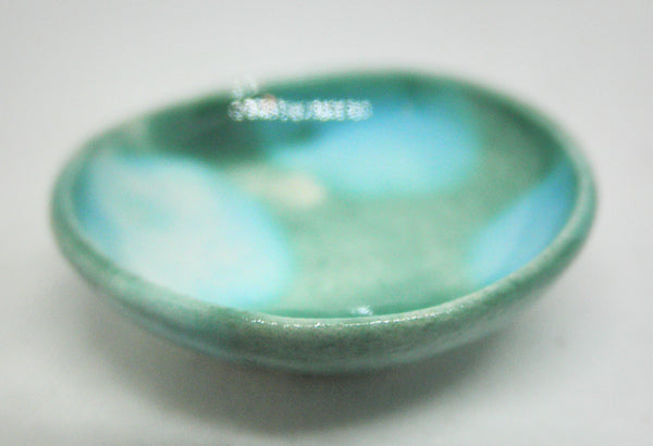 Miniature ceramic bowl- green and turquoise