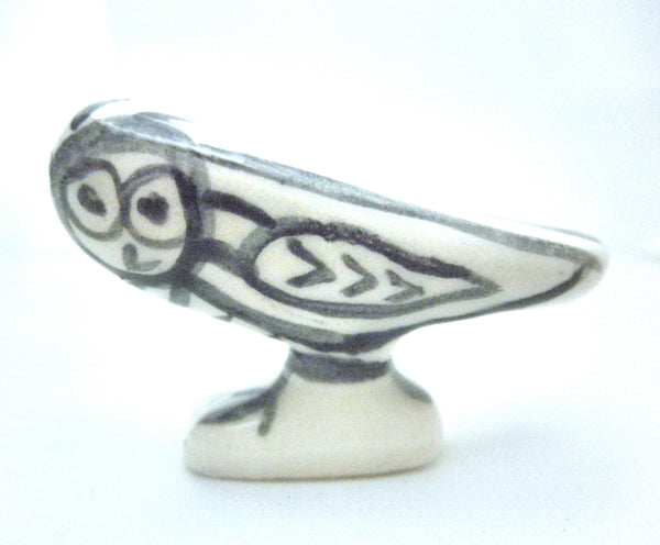 Miniature Picasso inspired ceramic sculpture - owl F