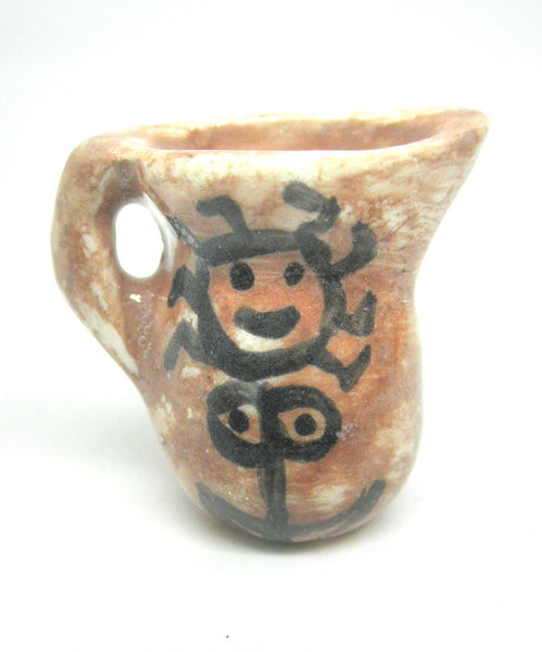 Miniature Picasso inspired pitcher - stylized woman on brown