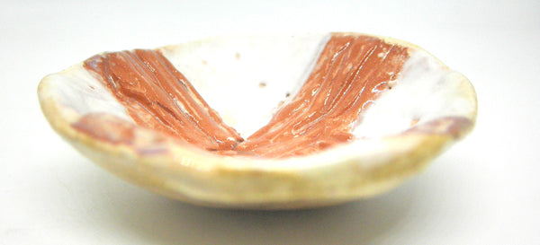 Miniature ceramic bowl red and white clay