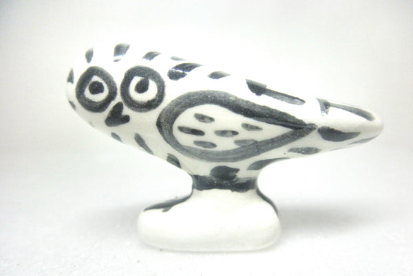 Miniature Picasso inspired ceramic sculpture - owl E