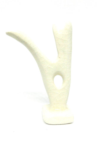Miniature modern ceramic cat sculpture - white