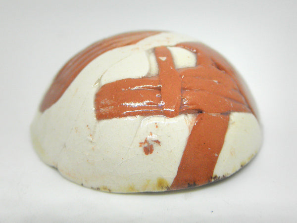 Miniature ceramic bowl red and white clay with speckled glaze