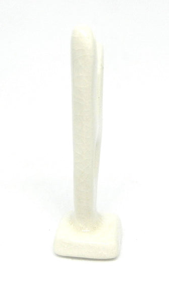 Miniature modern ceramic cat sculpture - white