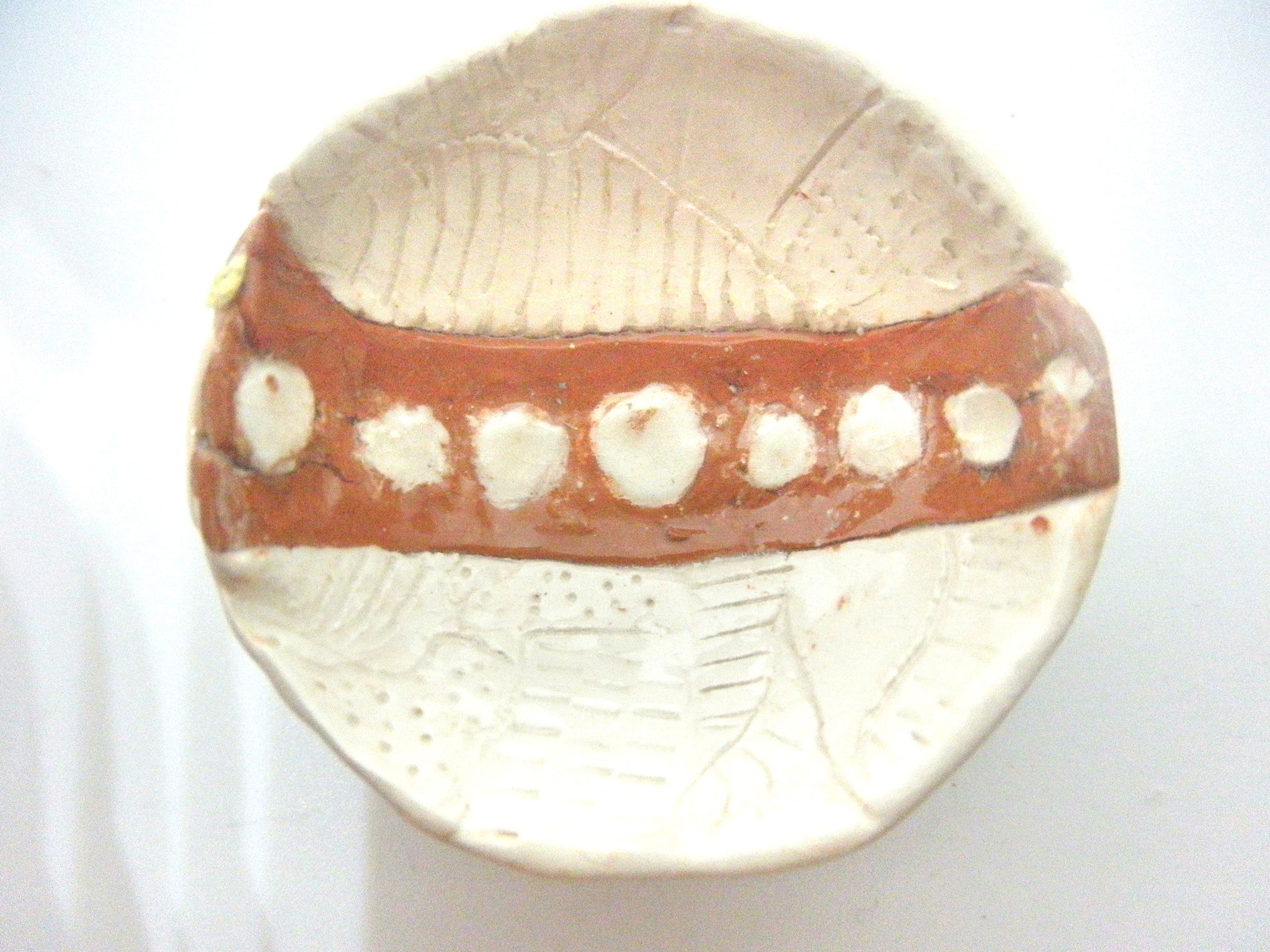 Miniature artist OOAK ceramic bowl with 2 colors clay