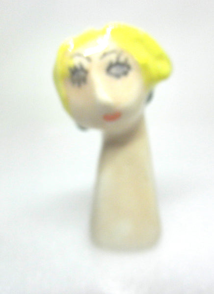 Miniature collector's art deco ceramic figurine woman with blond hair