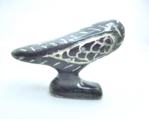 Miniature Picasso inspired ceramic sculpture - dark owl