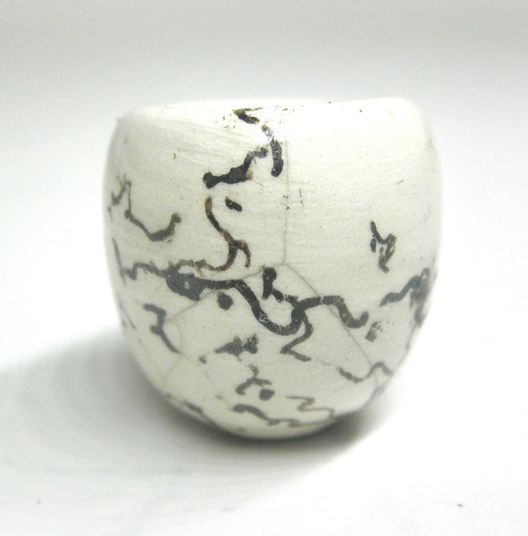 Miniature ceramic small vase with hair decoration - E