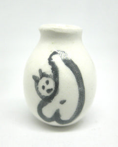 Dollhouse Miniature white vase with cat silhouette
