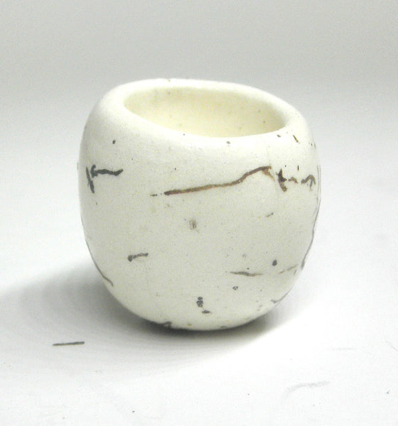 Miniature ceramic small vase with hair decoration - E