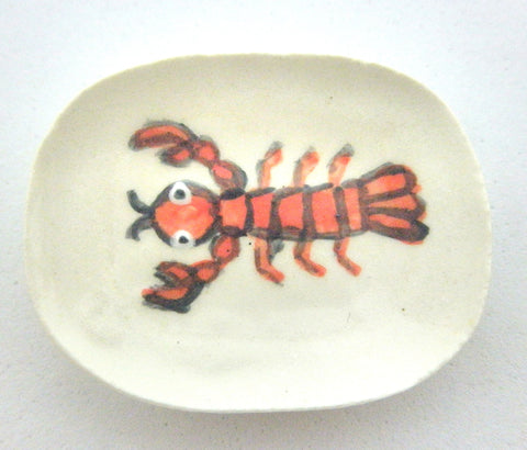Miniature ceramic dish with red lobster