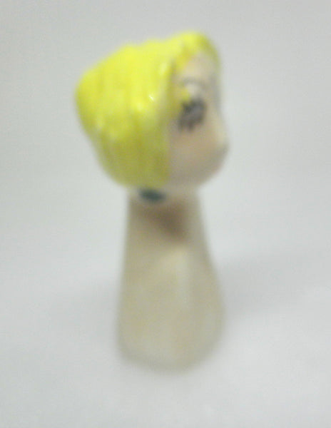 Miniature collector's art deco ceramic figurine woman with blond hair