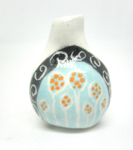 Miniature vase black and teal