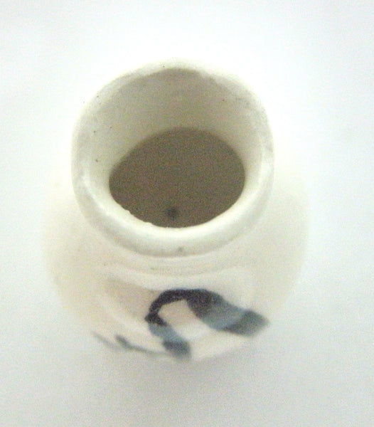 Dollhouse Miniature white vase with cat silhouette