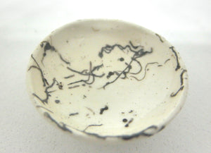 Miniature ceramic bowl with hair decoration. #C