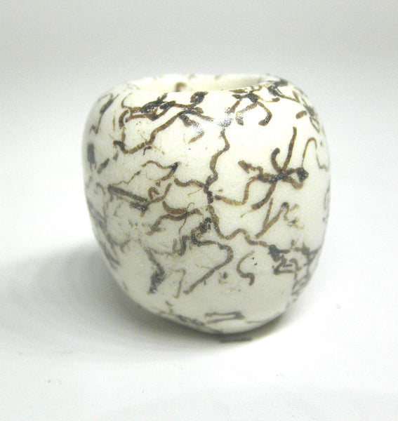 Miniature ceramic small vase with hair decoration - F
