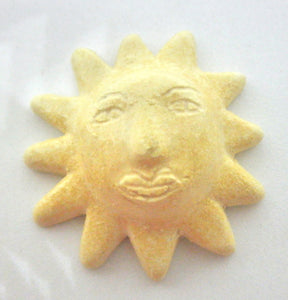 Miniature ceramic Mexican Sun sculpture beige