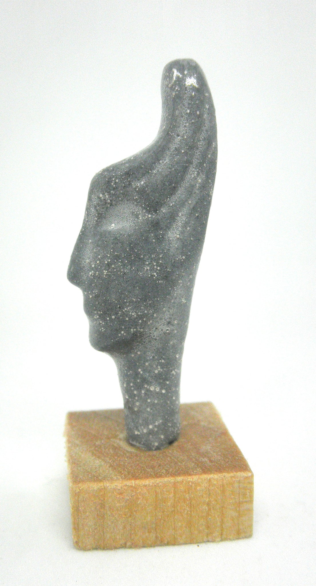 Miniature ceramic collector's profile sculpture - grey