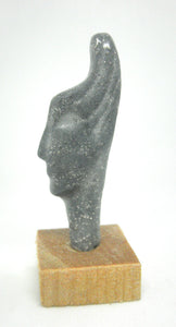 Miniature ceramic collector's profile sculpture - grey