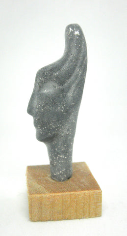 Miniature ceramic collector's profile sculpture - grey