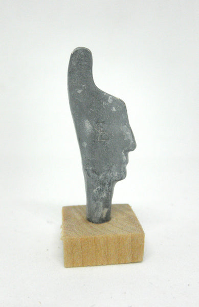 Miniature ceramic collector's profile sculpture - grey
