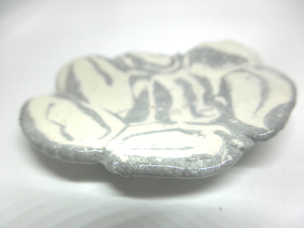 Miniature artist OOAK ceramic platter - grey and white