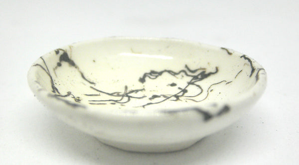 Miniature ceramic bowl with hair decoration. #C