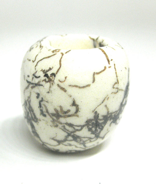 Miniature ceramic small vase with hair decoration - F