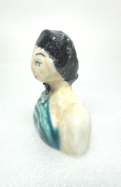 Miniature collector's art deco ceramic figurine woman bust